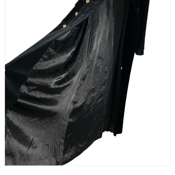 VTG Brittany Bay by Bernard Casual Women S Black Velvet Maxi Trench Coat Witchy - Picture 7 of 14